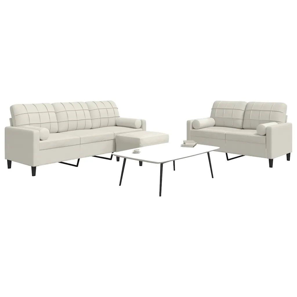 Set di Divani 3 pz con Cuscini e Rinforzi Crema in Velluto 3278429