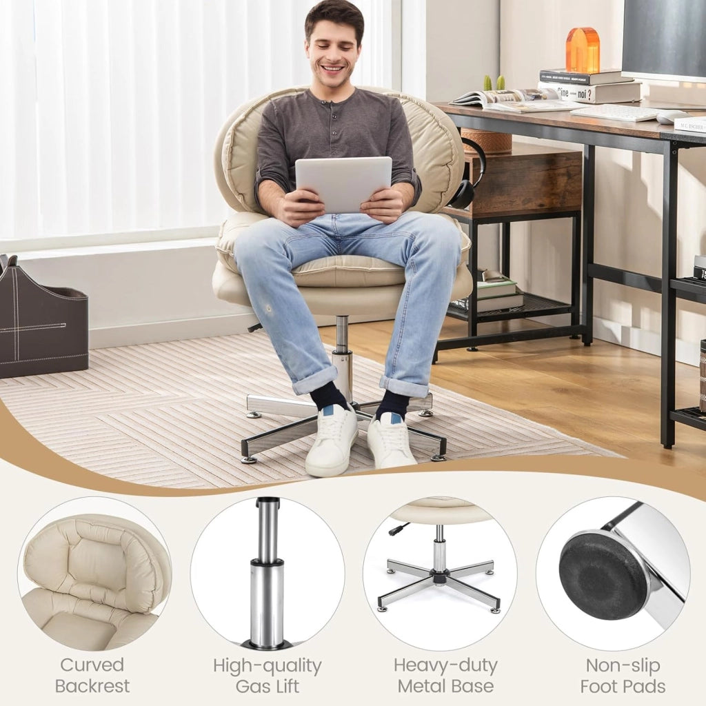 Sedia da ufficio, girevole a 360°, con piedistallo a croce, regolabile in altezza, senza ruote, ergonomica, portata massima: 150 kg