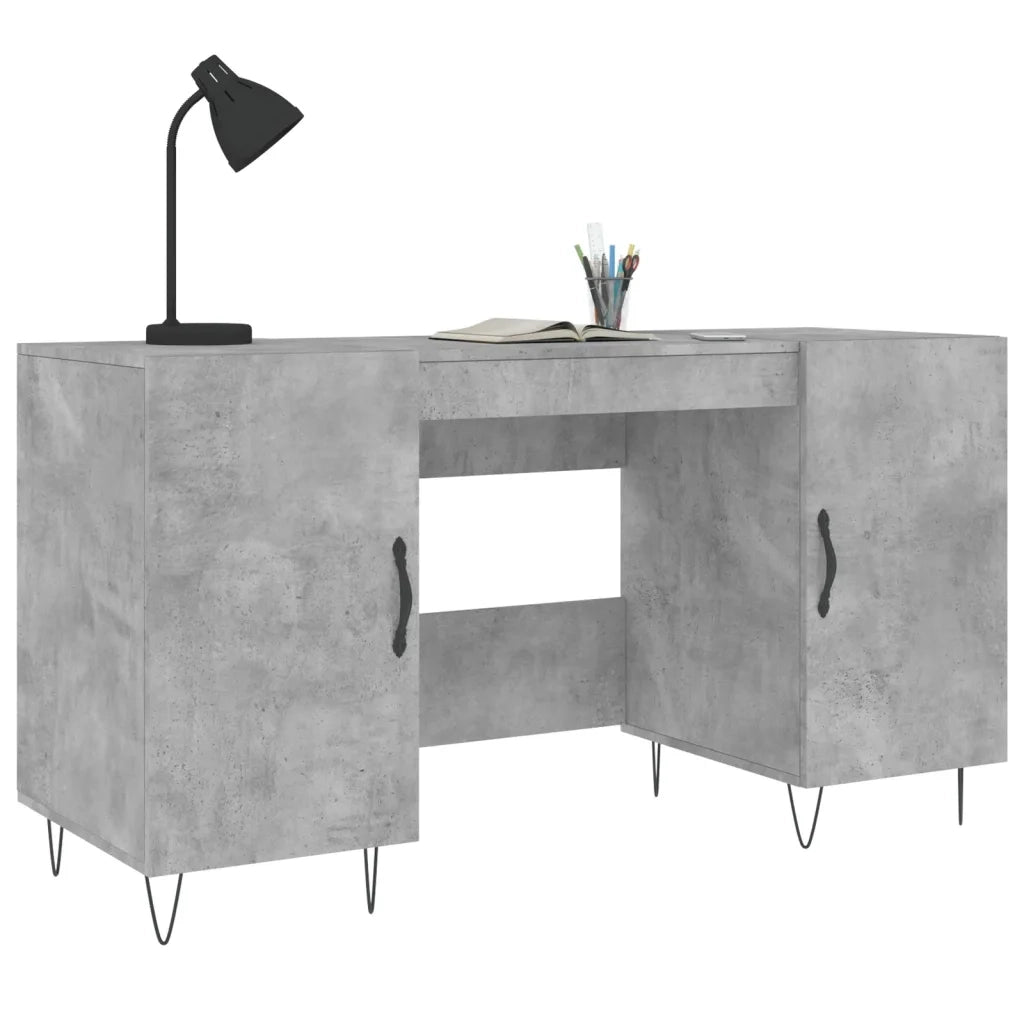Scrivania | Tavolo da Ufficio Grigio Cemento 140x50x75 cm in Legno Multistrato