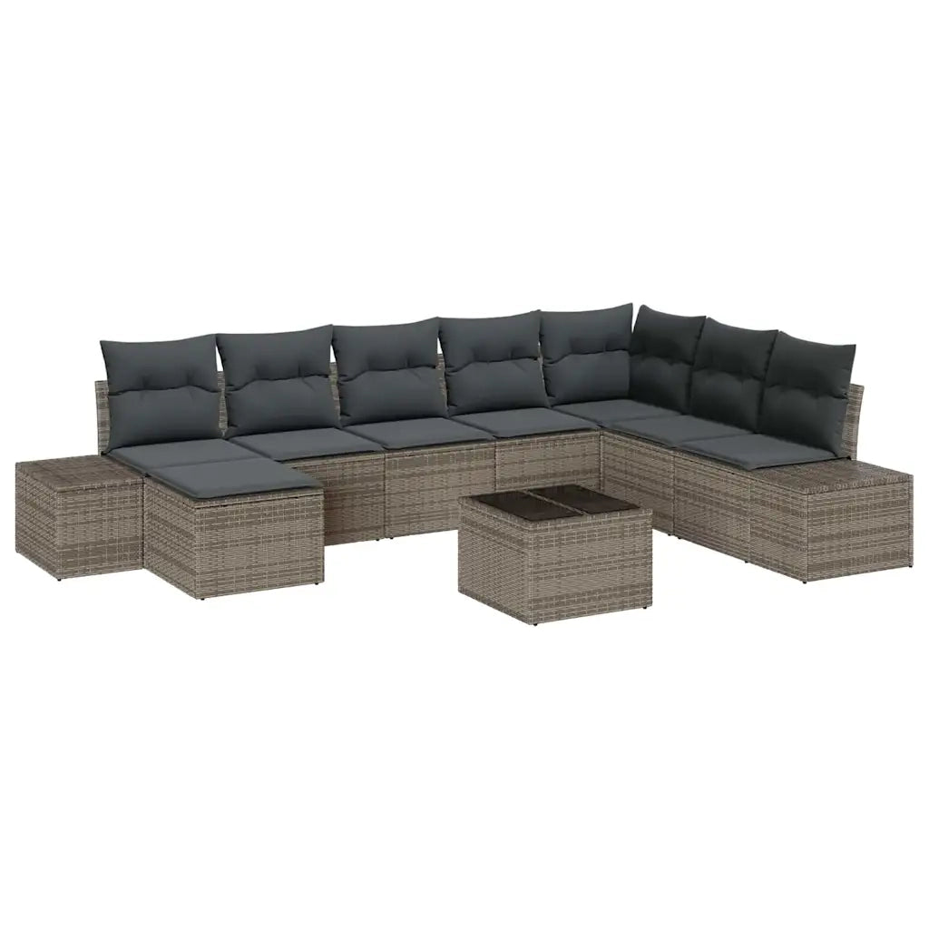 Set Divano da Giardino con cuscino 8 pcs Grigio polyrattan 3355858