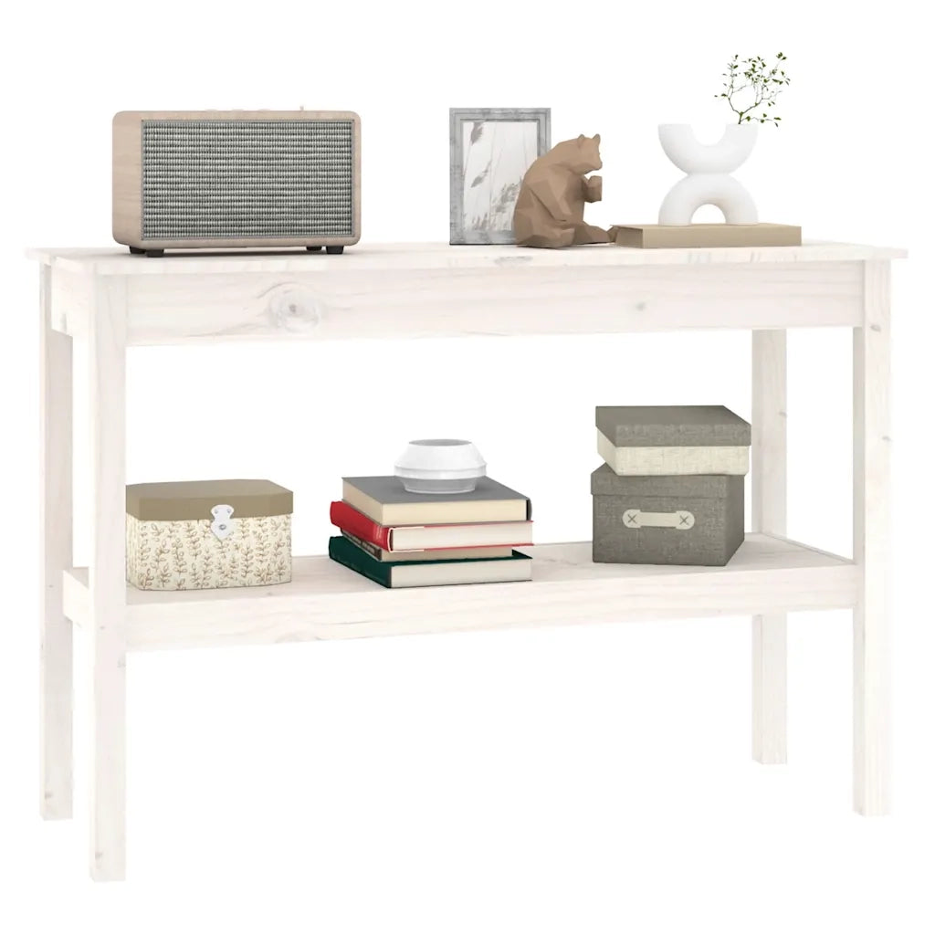 Tavolo Consolle Bianco 110x40x75 cm in Legno Massello di Pino