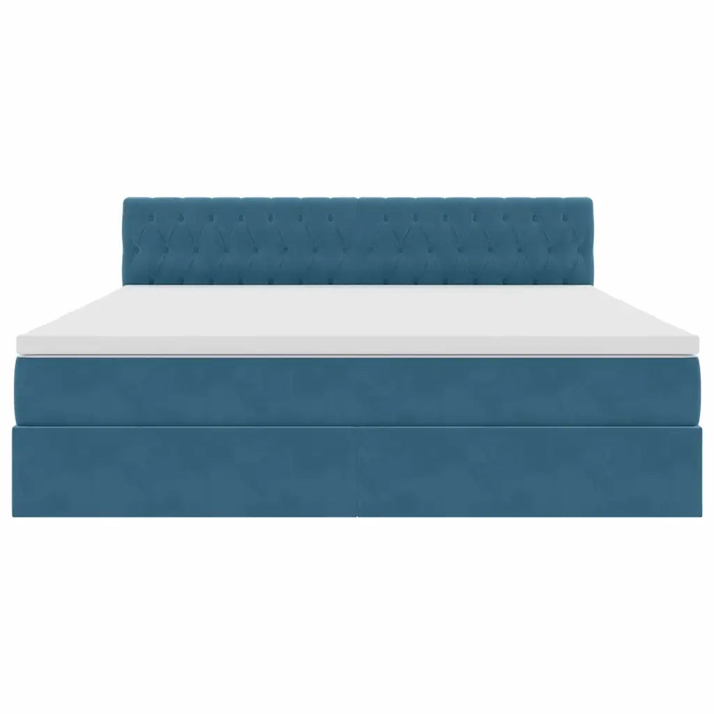 Letto con contenitore e LED Blu Scuro 180 x 200 cm Velluto 3371473