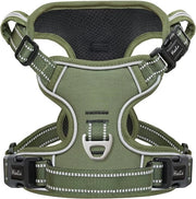 Harnas per cani, harnas per cani grandi, senza sollevamento della coda, clips per avanti e dietro, regolabile, riflettente, harnas anti-pulci per cani con maniglia imbottita, verde, XL