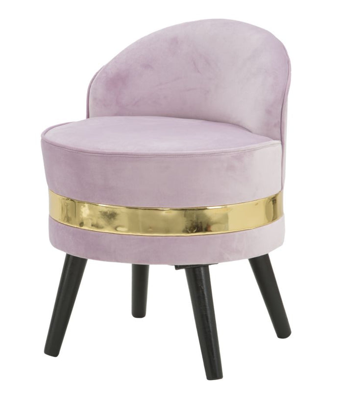 Sedia Mini Paris Rosa Ø45x62 cm Legno Spugna e Velluto Sintetico Rosa e Oro e Nero