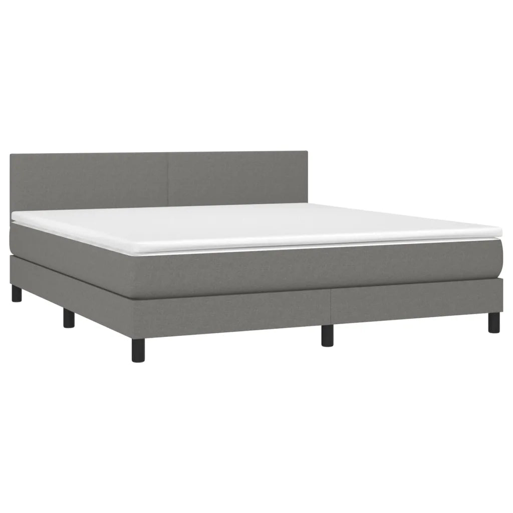 Letto a Molle Materasso e LED Grigio Scuro 160x200cm in Tessuto cod mxl 38214