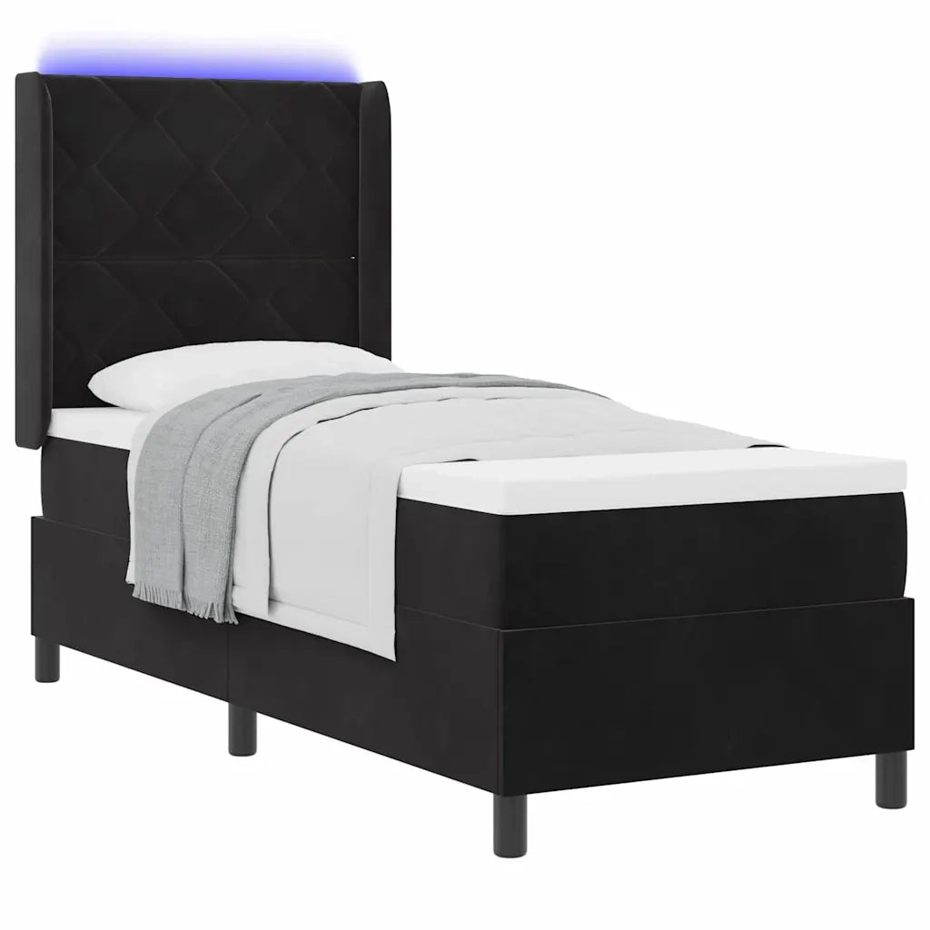Letto a molle con strisce LED Nero 80 x 200 cm Velluto 3343894