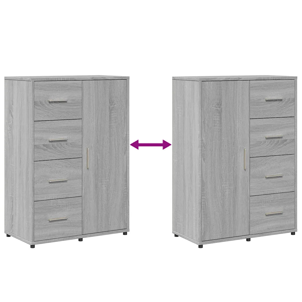 Credenze 2 pz Grigio Sonoma 60x31x84 cm in Legno Multistrato