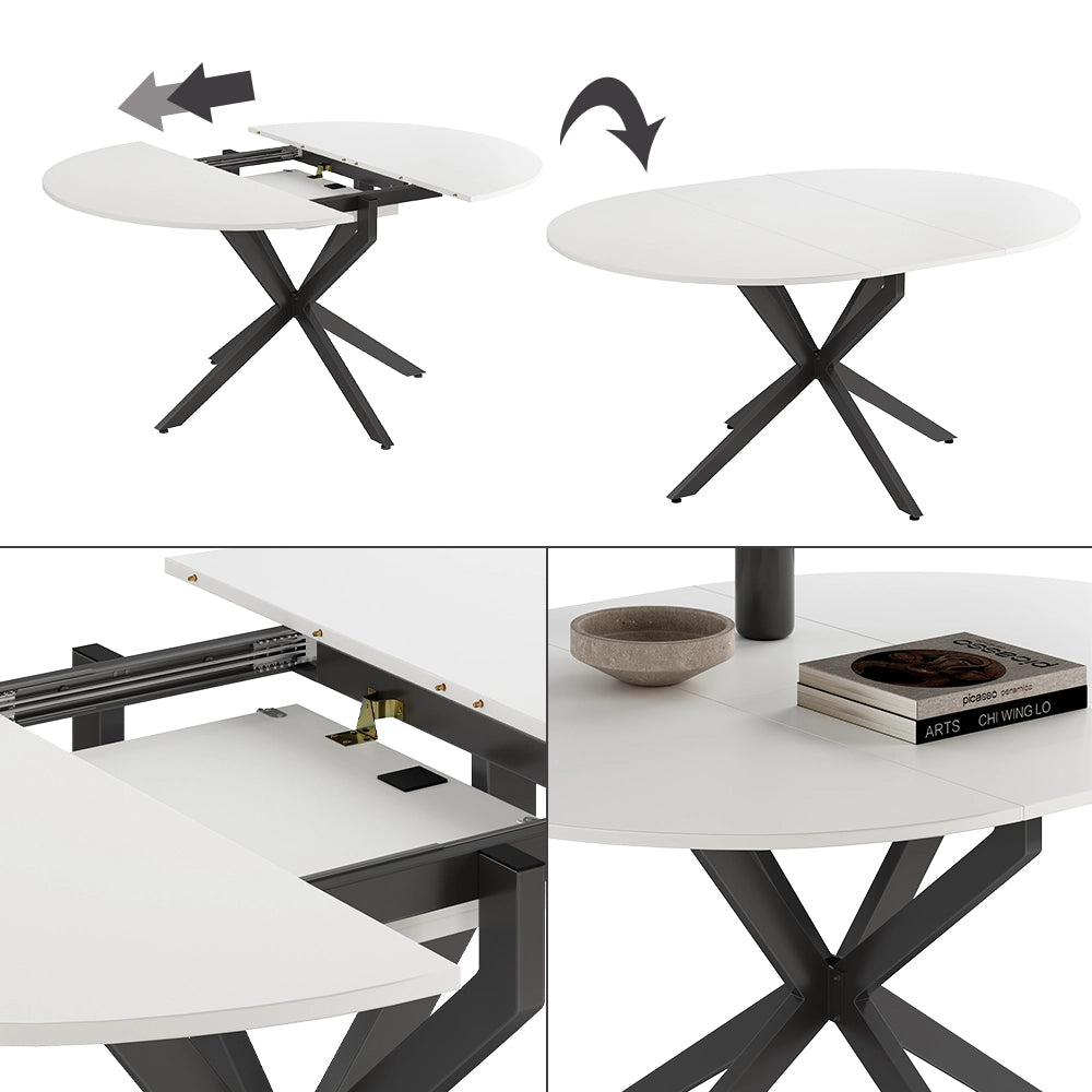 Tavolo da pranzo allungabile Loyd Bianco/Nero 120 x 76.5 cm Estensibile Vicco