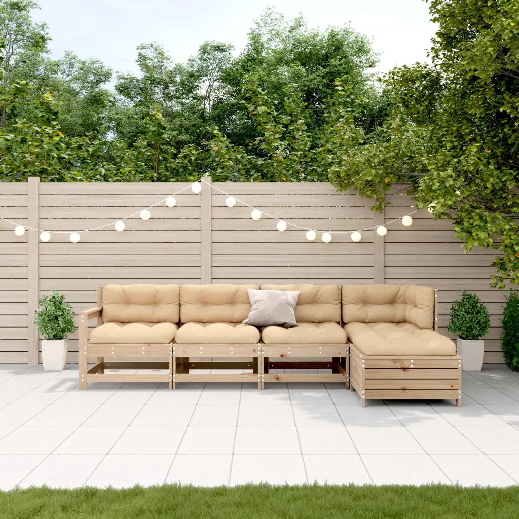 Set Divani Giardino 6 pz con Cuscini in Legno Massello di Pino 3250848