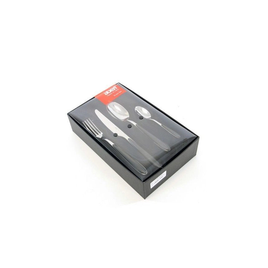 Abert MASTERN Servizio Posate 24 Pezzi per 6 Posti a Tavola in Acciaio Inox e ABS Lavabile in Lavastoviglie colore Nero