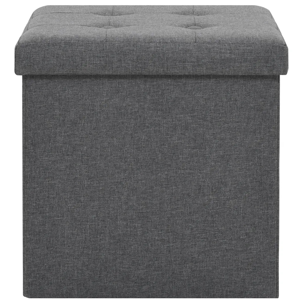 Pouf Pieghevoli con Contenitore 2pz Grigio Scuro in Simil Lino 247079