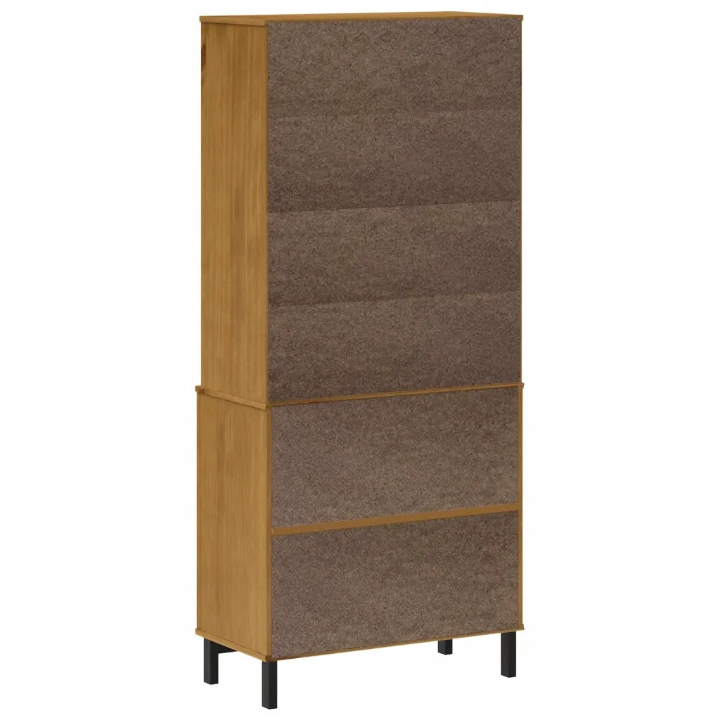 Credenza con Anta in Vetro FLAM 80x40x180 cm in Legno di Pino 3196553