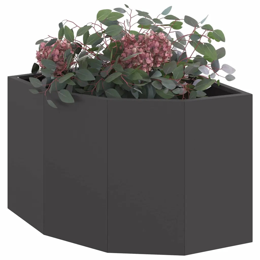 Fioriere | Cassetta per fiori | Vaso d'angolo Nero 45 x 45 x 35 cm Acciaio