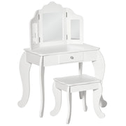 Scrivania con Specchio e Cassetto per Bambini ¨C zephmum ¨C Bianco 63x40x85.5 cm