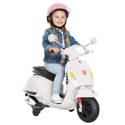 Moto Elettrica per Bambini Design Vespa, Batteria 6V con Suoni e Luci, Et¨¤ 3-6 Anni, Bianco