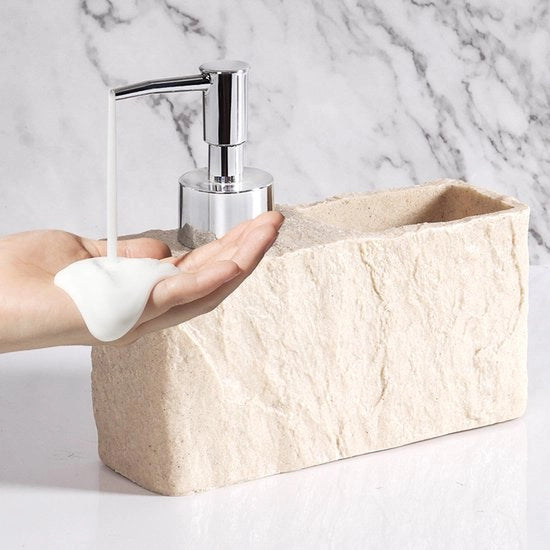 Dispensatore di sapone adesivo - Bicchiere in vetro - Pompa in acciaio inossidabile - per sapone per mani, sapone per piatti e crema - Adatto per cucina e bagno