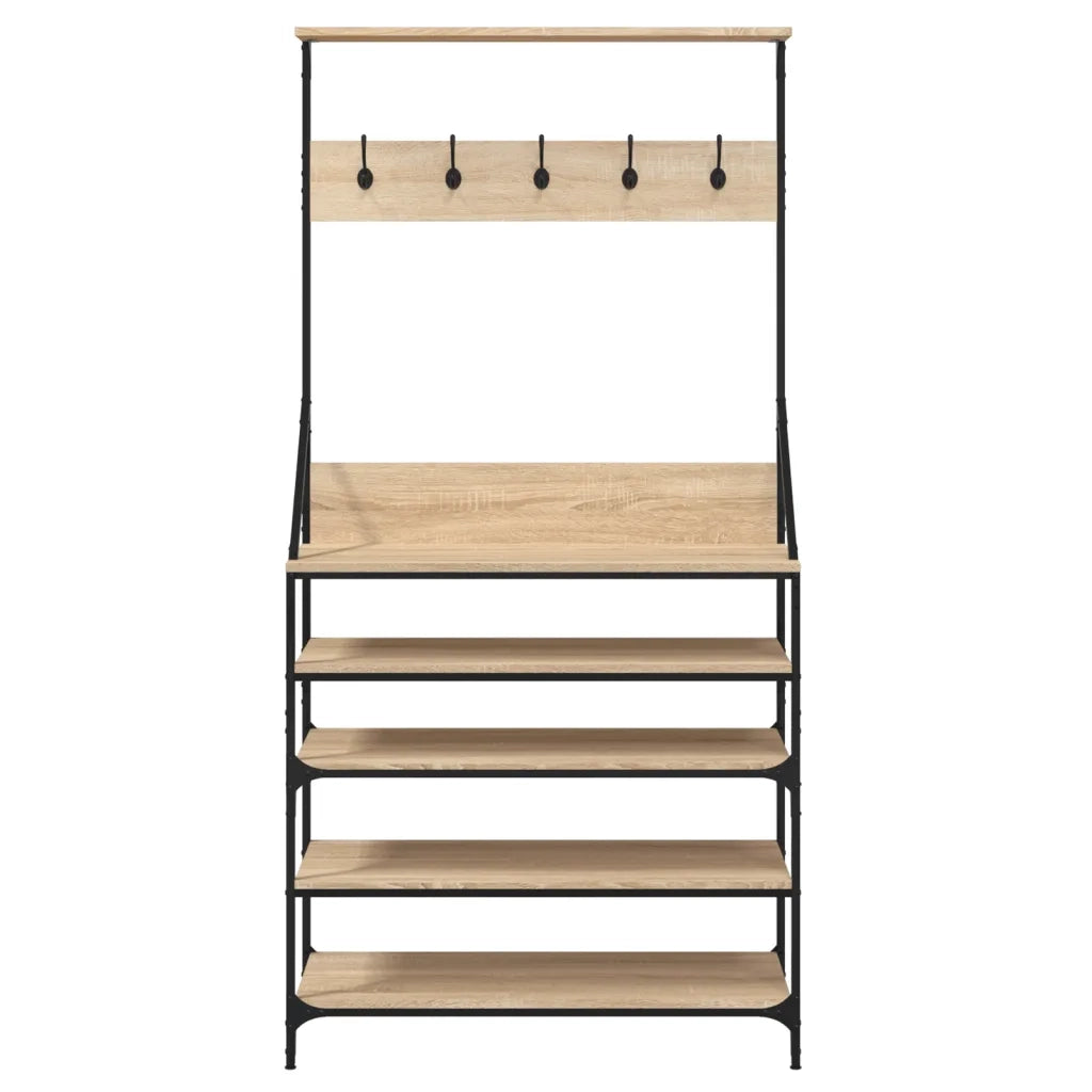 Appendiabiti con Porta Scarpe Rovere Sonoma 90x34x184 cm