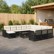 Set Divano da Giardino 13 pz Nero e Bianco Crema polyrattan 3435331