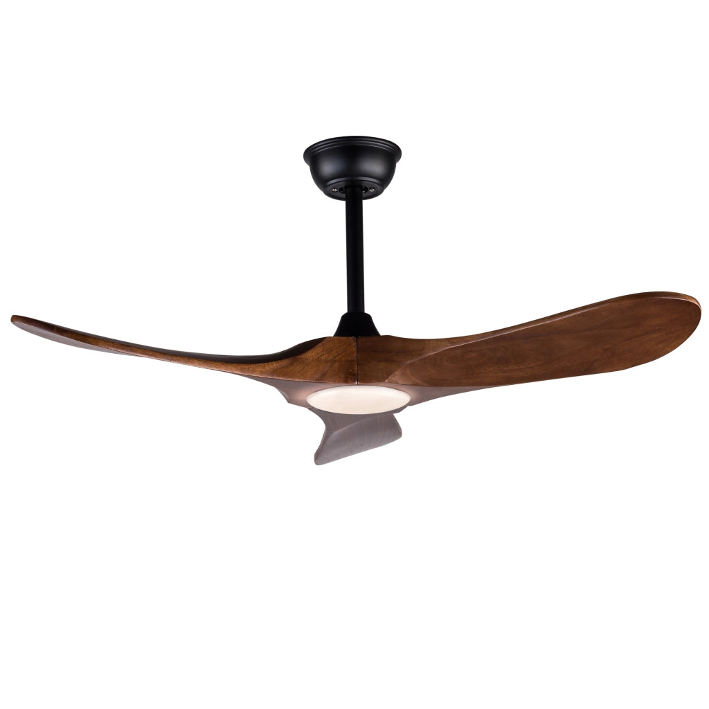 Ventilatore da soffitto da 42 pollici con luce LED dimmerabile e telecomando; nero e noce scuro