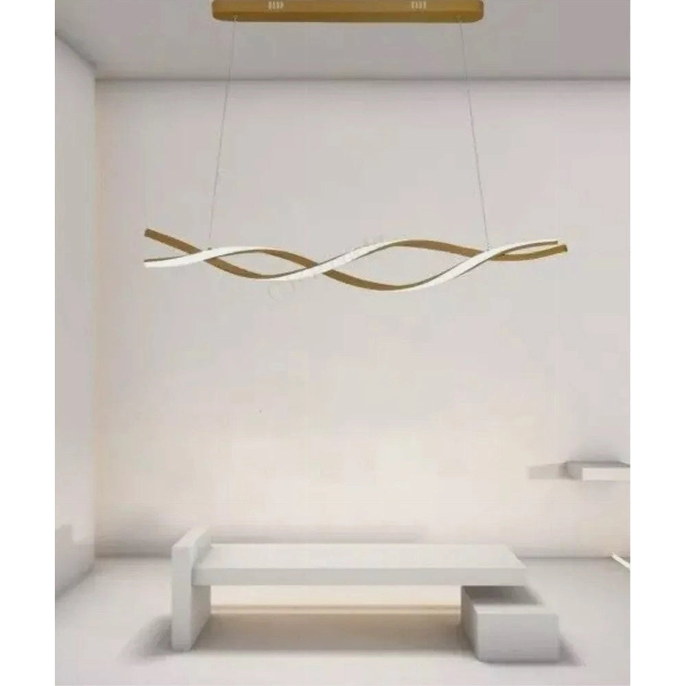 Trade Shop - Lampadario Led A Sospensione 48w Oro Spirale Ondulato Vortice Intrecciato Luce 6500k 32514 -