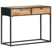 Tavolo Consolle 100x35x75 cm in Legno di Mango e Canna Naturalecod mxl 106788