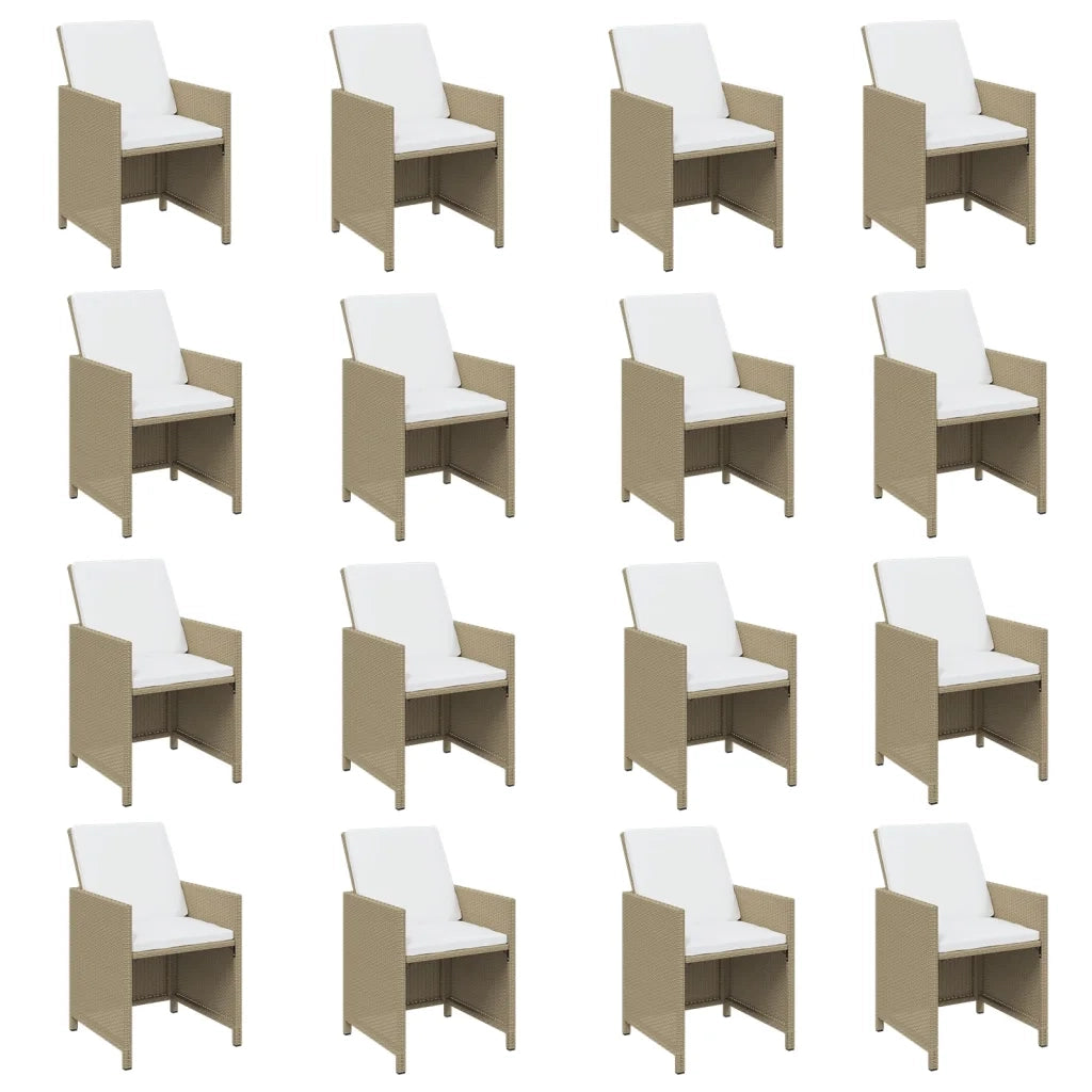 Set da Pranzo per Giardino 21pz con Cuscini in Polyrattan Beige cod mxl 35992