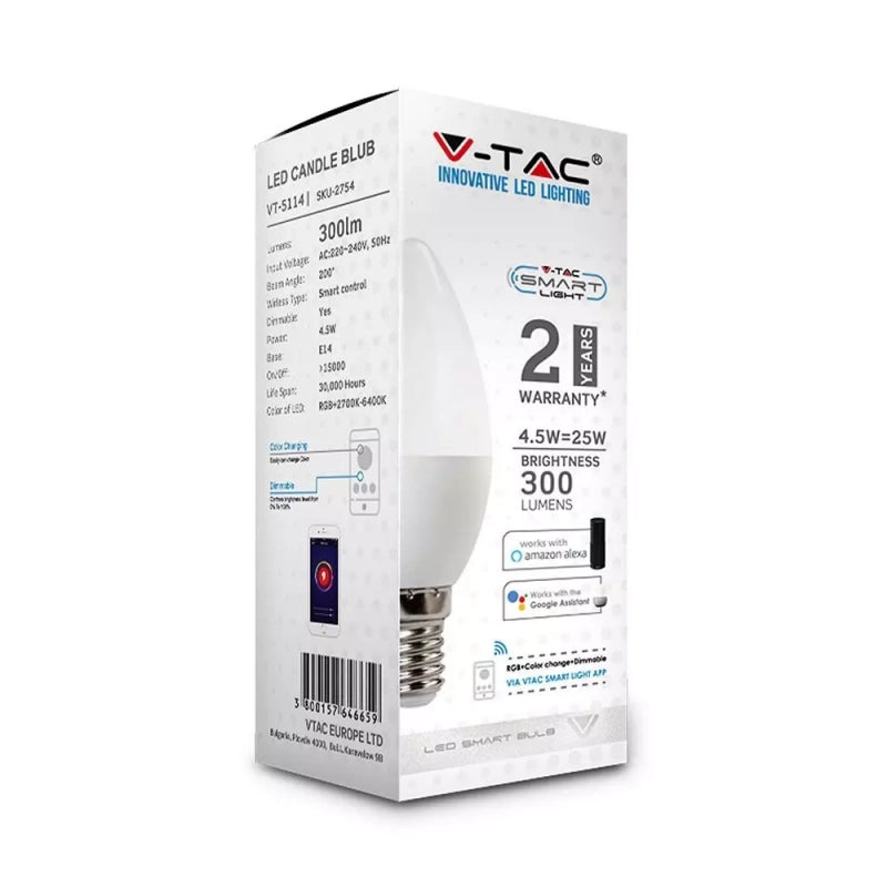 Lampadina led a bulbo 4,5 W Candela Smart RGB + WW + CW