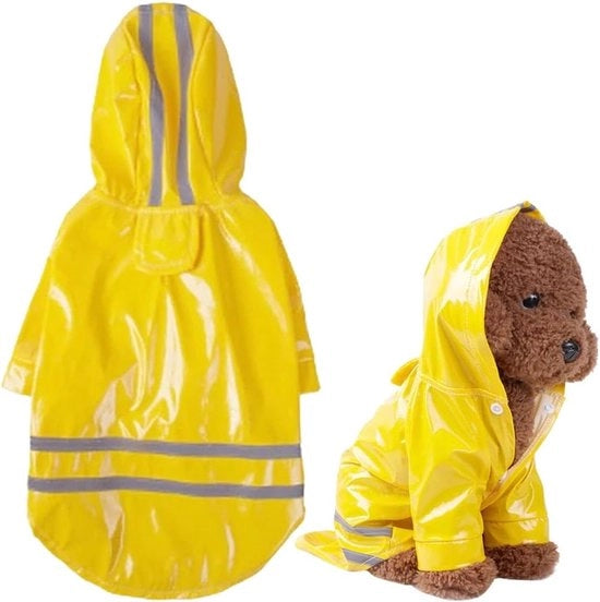 Giubbotto Acquapligiabile per Cani con Cappuccio e Riflettori per Piogge Leggere per Cani Piccoli e Medi Giallo XL