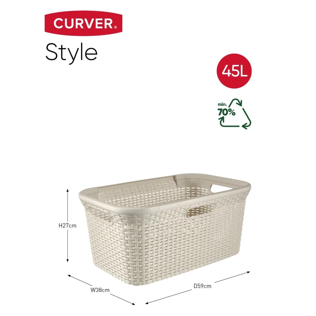 Curver Cesto Portabiancheria Style 45 L Bianco Vintage 443860