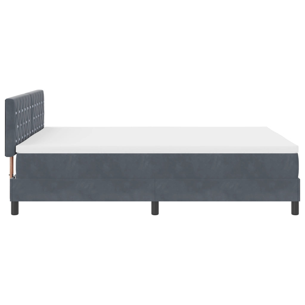 Letto a Box con Materasso e LED Grigio Scuro 160x200 cm Velluto
