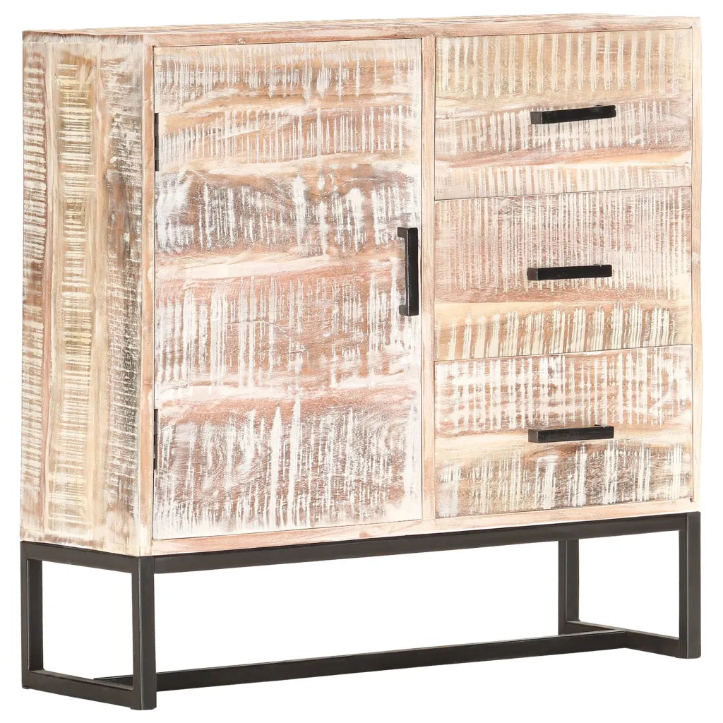 Credenza Bianca 73x30x75 cm in Legno Massello di Acacia cod mxl 61298