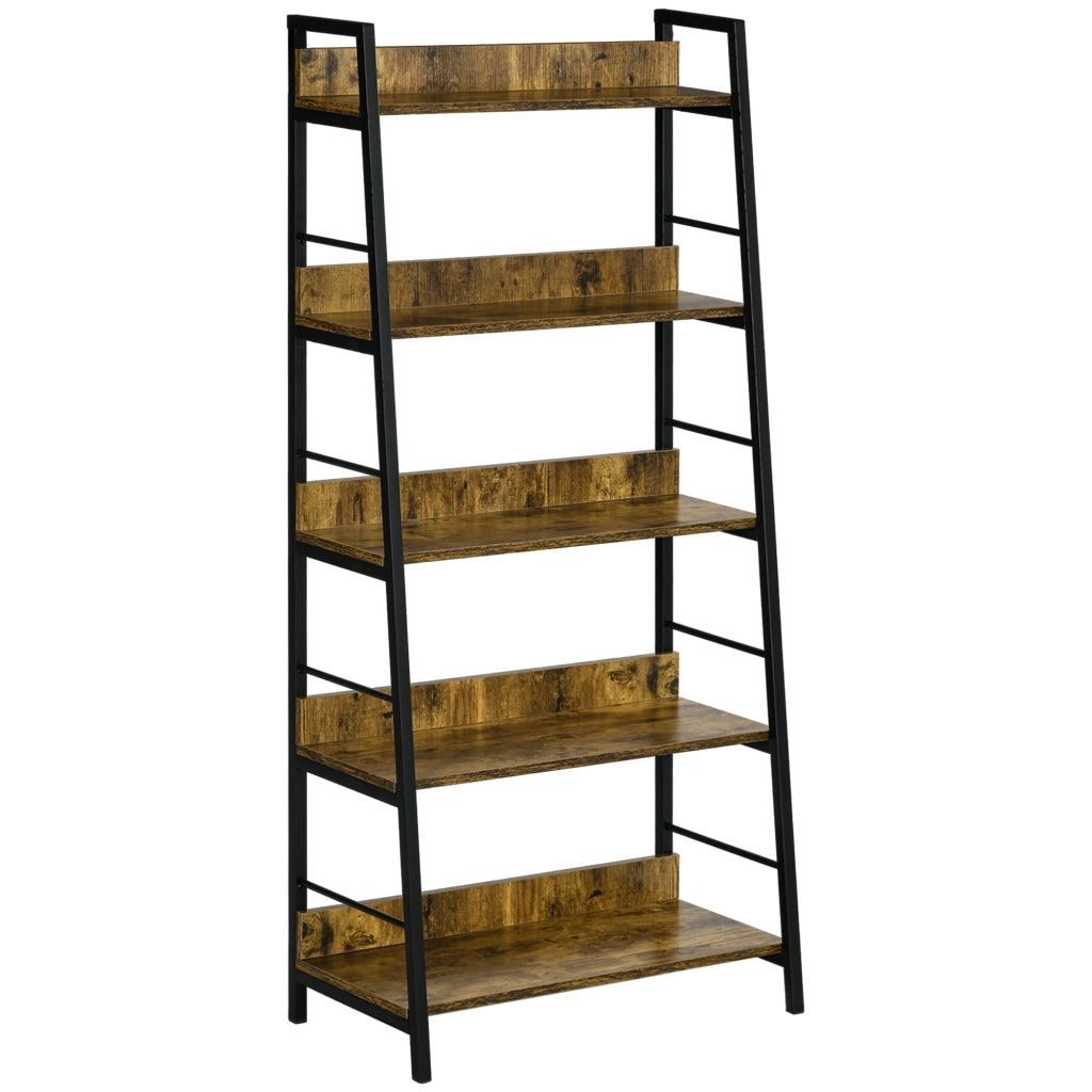 Libreria Scaffale 5 Livelli Stile Industriale ¨C Zephmum ¨C Legno Rovere 70x35x150 cm