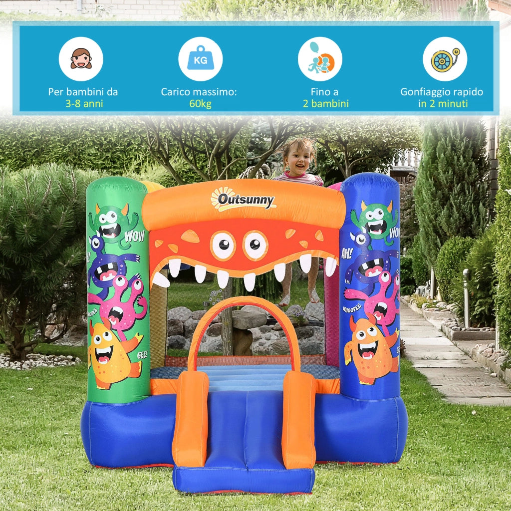 Castello Gonfiabile Bambini con Scivolo e Canestro ¨C zephmum ¨C 250x180x175 cm