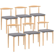 IDMarket - Set di 6 sedie da pranzo NOE in finto legno con sedute in tessuto grigio chiaro