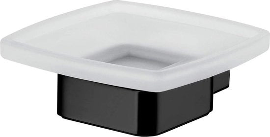 Sostegno per Sapone da Parete - Piatto per Sapone Moderno con Alluminio e Vetro di Cristallo - Dispensatore di Alta Qualità per Lavandino e Doccia - Finestra Matta e Liscio Satinato