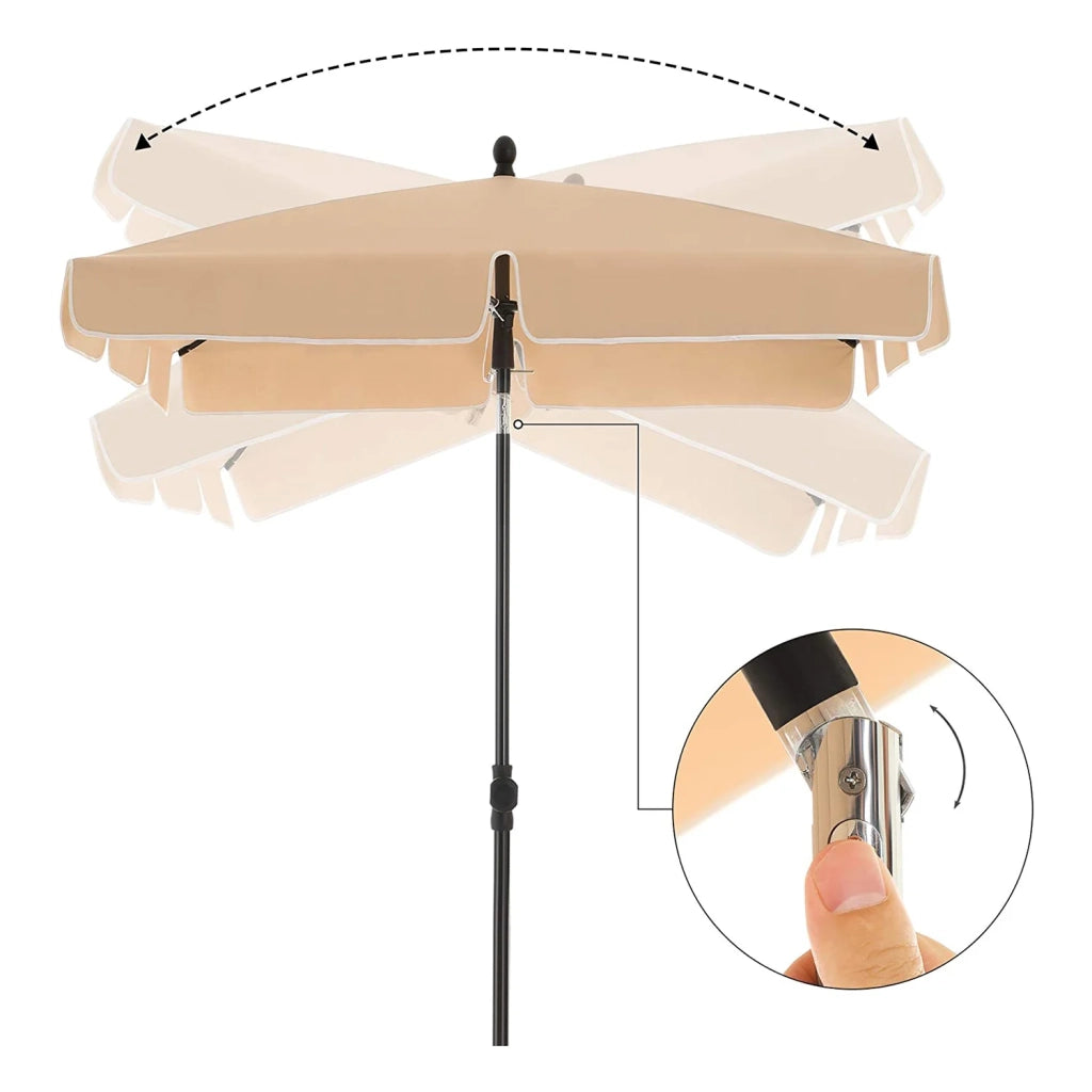 Ombrellone da balcone rettangolare 1,8 x 1,25 m Protezione UPF 50+ tettuccio con rivestimento in PA borsa per il trasporto terrazza giardino senza base tortora 12_0001762