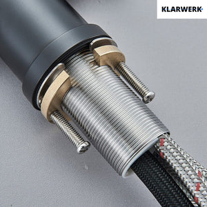 FELICE| Rubinetto da cucina estraibile Premium in acciaio inox nero opaco | Miscelatore canna dritta | Rubinetto gastro alta pressione 360° 2 attacchi