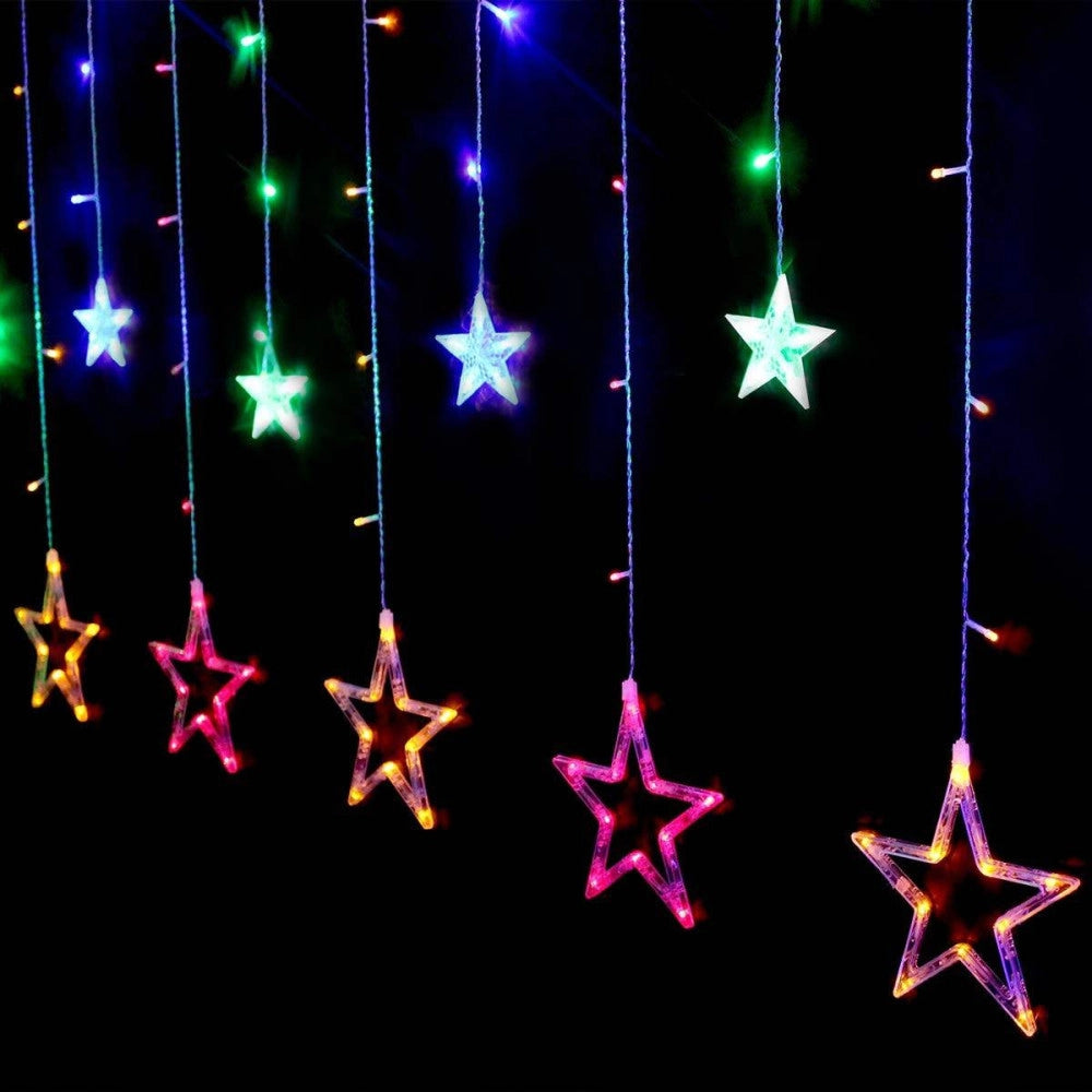 Trade Shop - Tenda Luminosa Natalizia 140led Con Stelle Colorate Rgb 2mt Esterno Prolungabile -