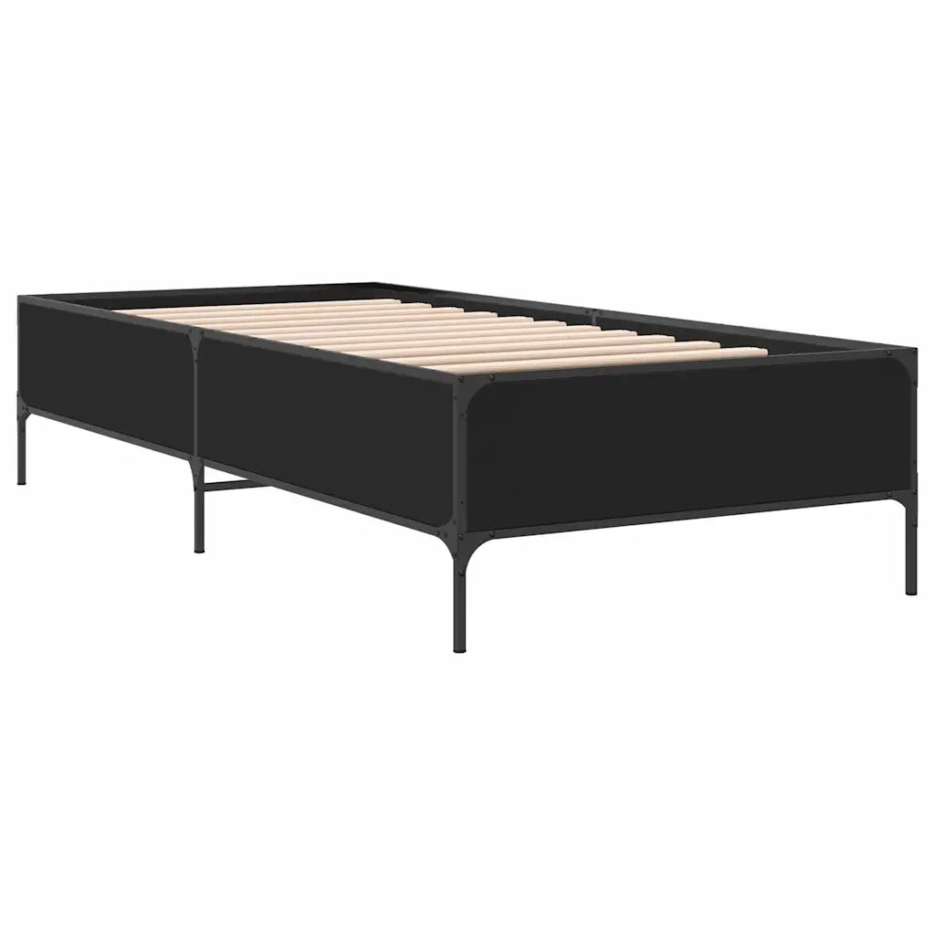 Giroletto-Struttura Letto Nero 90x200 cm in Legno Multistrato e Metallo 751159