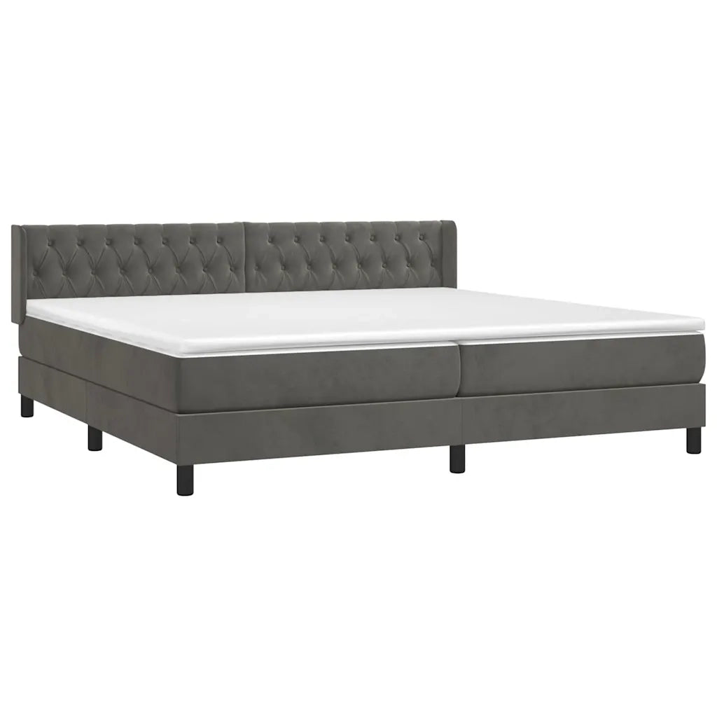 Giroletto a Molle con Materasso Grigio Scuro 200x200 cm Velluto 3131160
