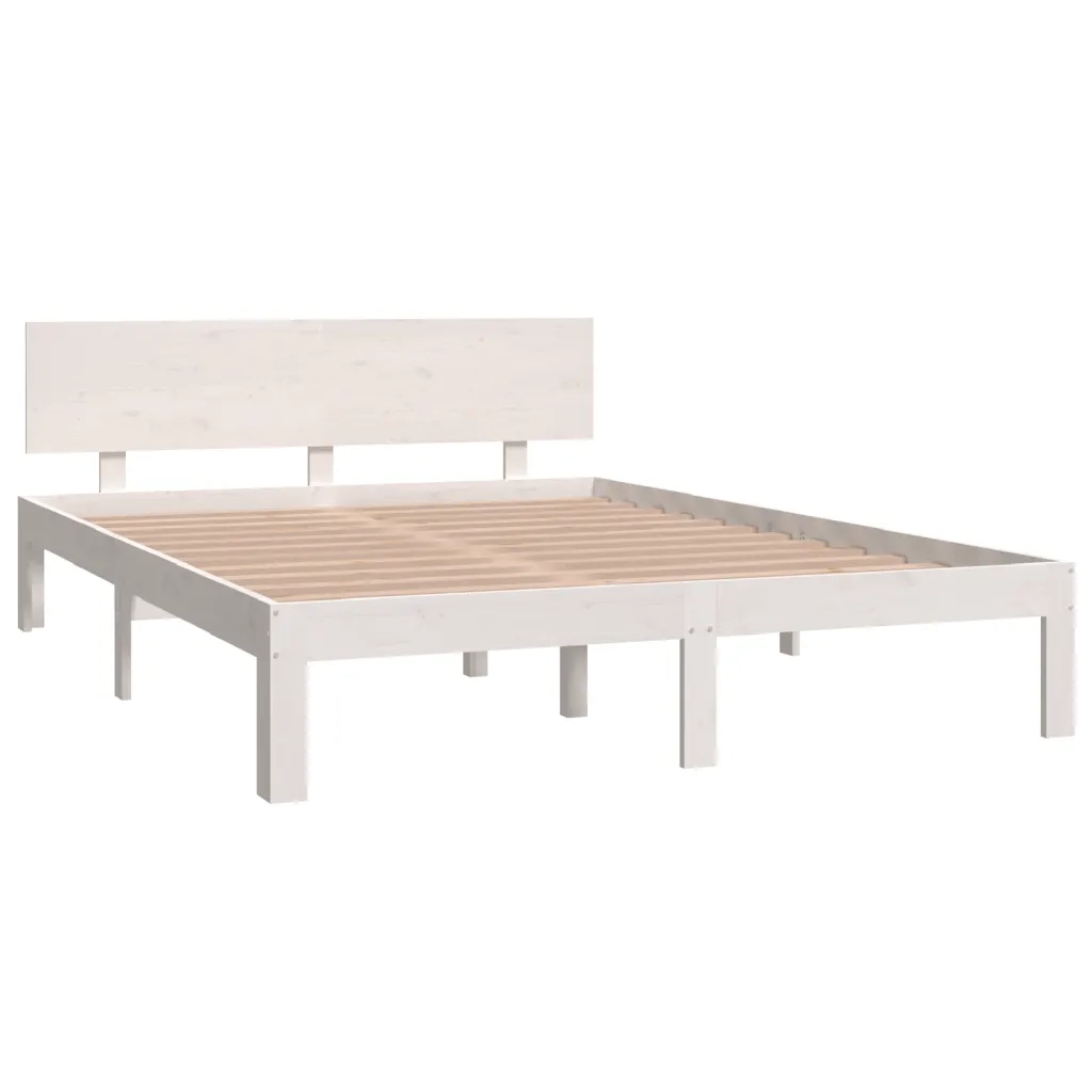 Giroletto-Struttura Letto Bianco in Legno Massello di Pino 140x200 cm 619692