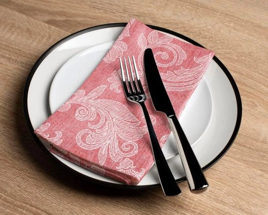 Set di tovaglioli in cotone, 6 pezzi, dimensioni 45 x 45 cm, stampo fiori rossi, lavabile e riutilizzabile, ideale per feste, festività e cene di famiglia