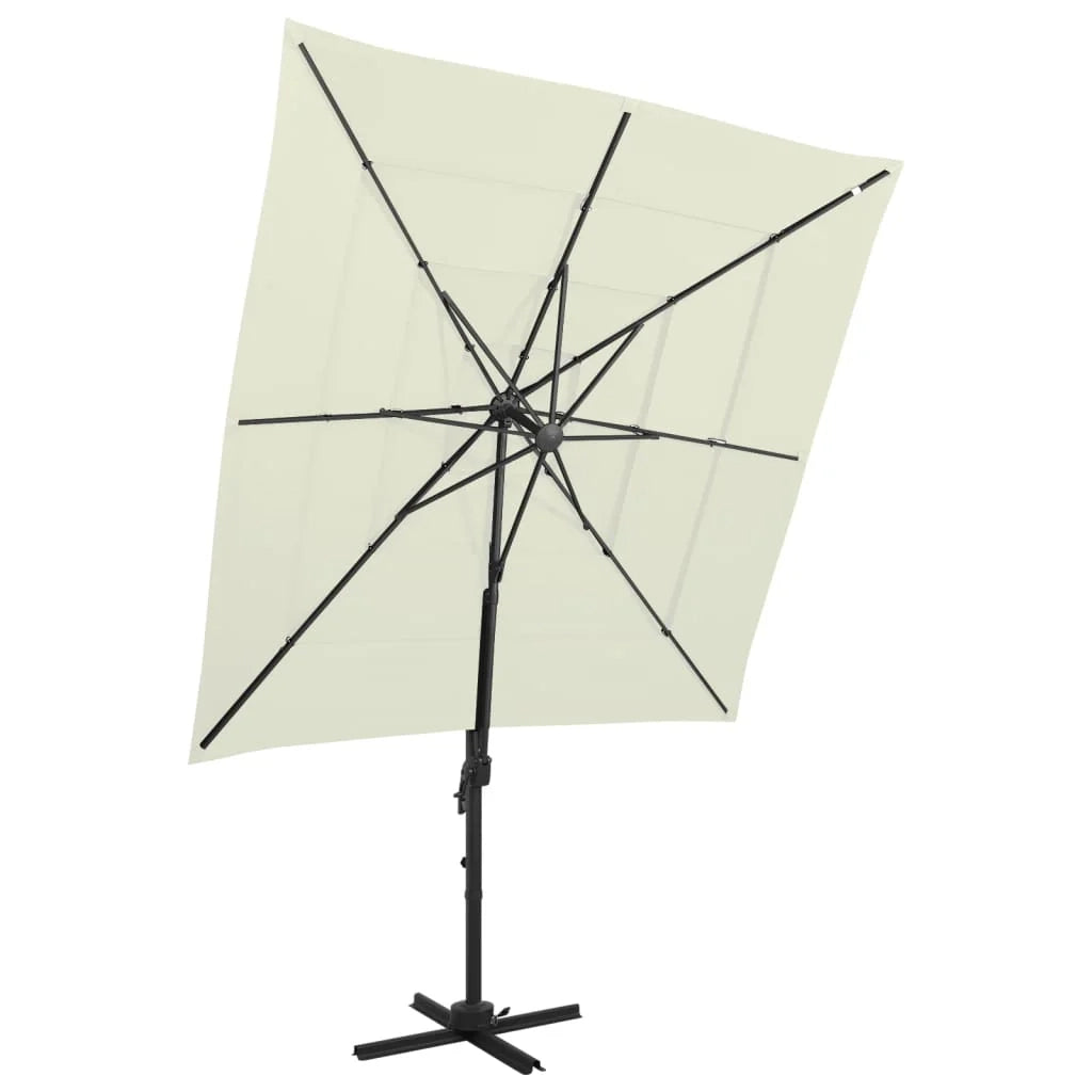 Ombrellone da giardino a 4 livelli con palo in alluminio 250 x 250 cm colore sabbia 02_0008792