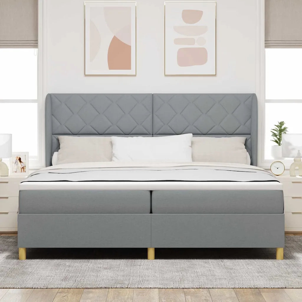 Letto a molle con materasso Grigio chiaro 200 x 200 cm Tessuto 3340837