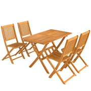 Set di mobili da giardino gruppo di seduti in legno di acacia tavolo pieghevole a 5 pezzi con 4 sedie pieghevoli e design a listella