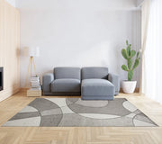 Tappeto Arredo Moderno Morbido in Ciniglia Ingresso Antiscivolo Prodotto Italiano  Soggiorno Camera Salotto Disegni Piazzati Cotone Varie Misure Grande Hills/Grigio - 175x280 cm
