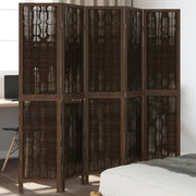 Divisorio Ambienti | Divider per stanze | Paravento 5 Pannelli Marrone Scuro Massello Paulownia