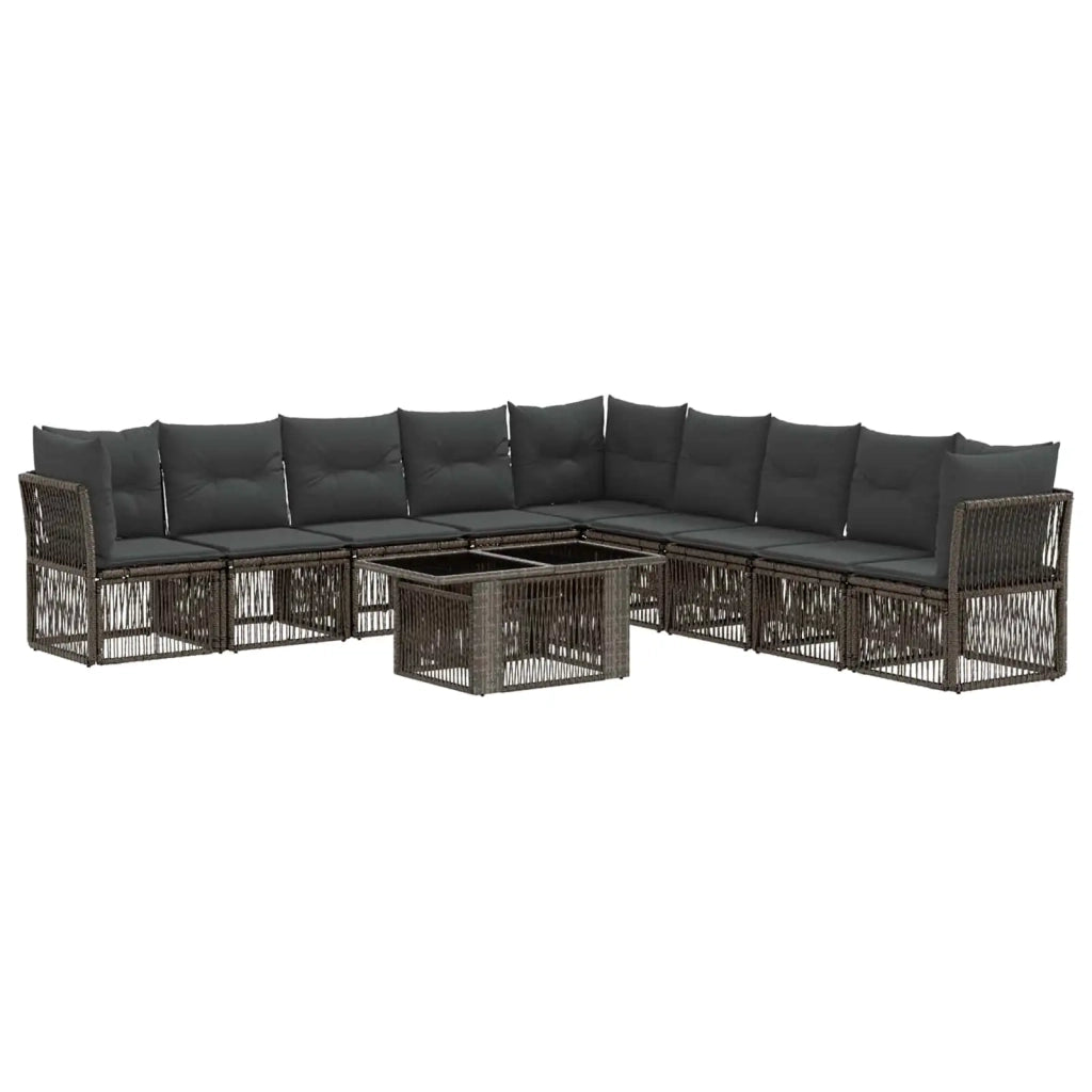 Set Divano da Giardino 10 pz Grigio polyrattan 3436481