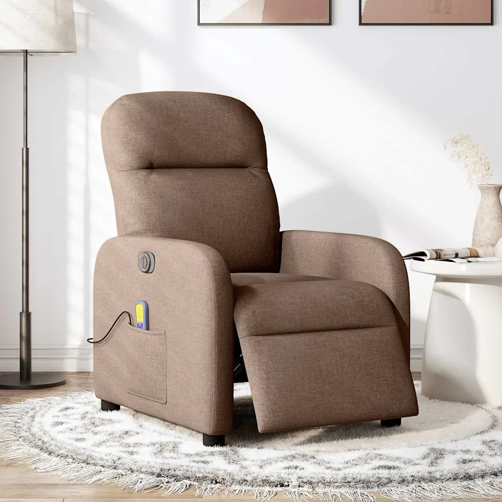 Poltrona Massaggiante | Sedia Relax Reclinabile Elettrica Marrone in Tessuto