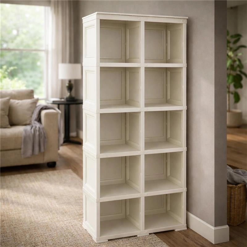 SCAFFALE 5 MODULI ANGORA 79X42,5X203 CM CON 2 PUNTALI – LIBRERIA VERTICALE ORGANIZZAZIONE CASA PER ZONA LIVING E STUDIO